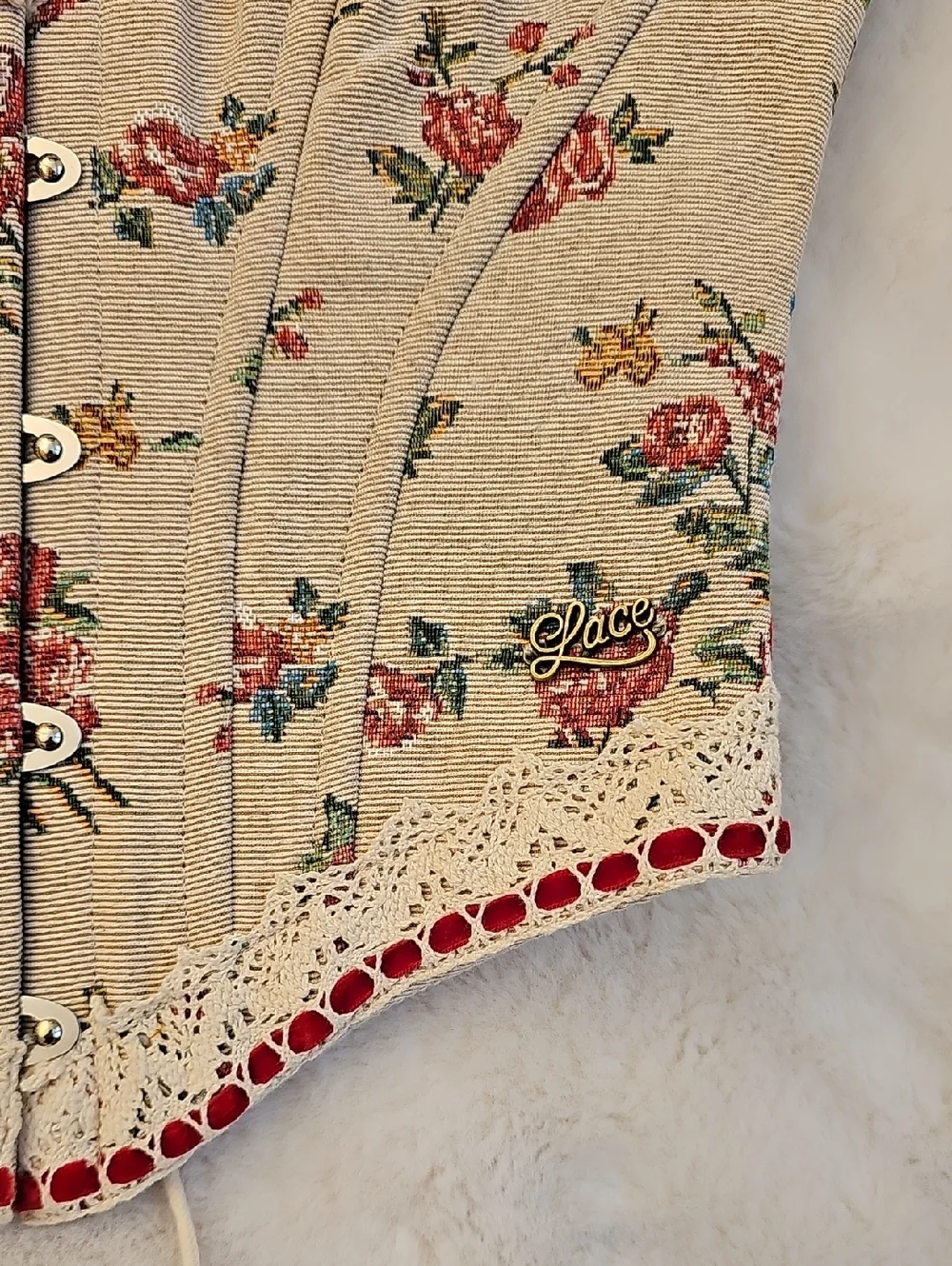 Lace Made Rosey Cottage Corset Size Small - Picture 7 of 10